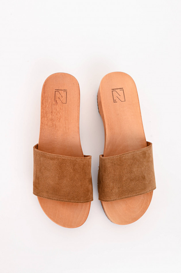 ennequadro Pantolette aus Veloursleder in Braun