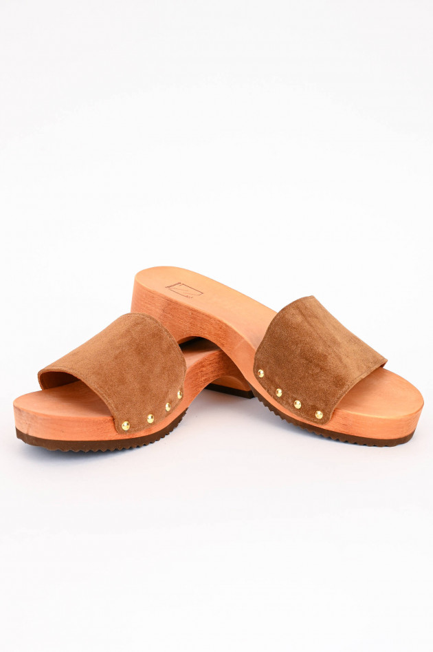 ennequadro Pantolette aus Veloursleder in Braun