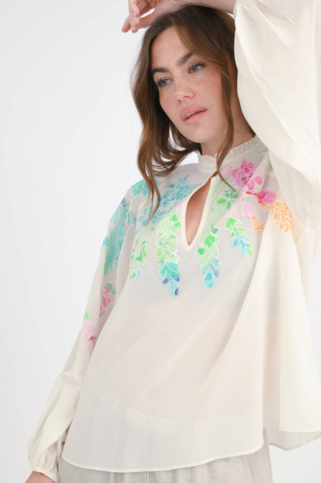 Essentiel Bluse HITRUS mit Blüte in Creme/Multicolor