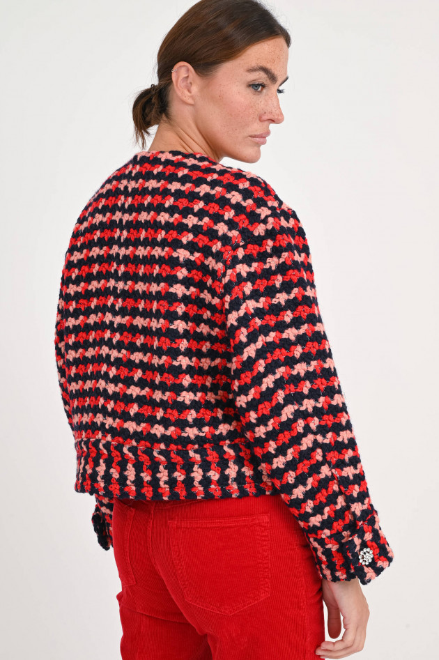 Essentiel Tweedjacke mit Glitzerknöpfen in Rot/Blau