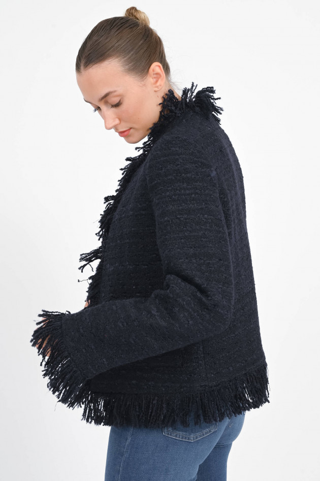 Essentiel Fransenjacke aus Tweed in Navy