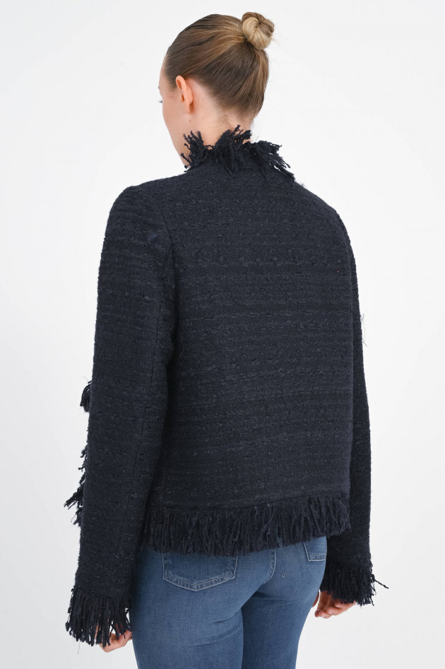 Essentiel Fransenjacke aus Tweed in Navy