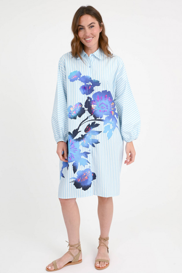 Essentiel Gestreiftes Kleid HOSES mit Blumen-Print in Blau