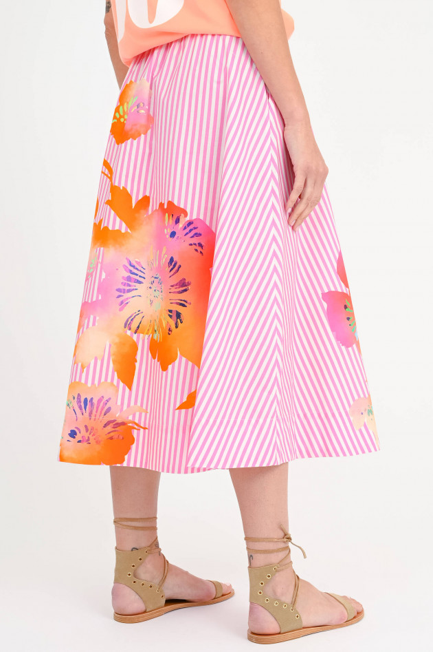 Essentiel Gestreifter Rock HEMINI mit Print in Pink/Weiß