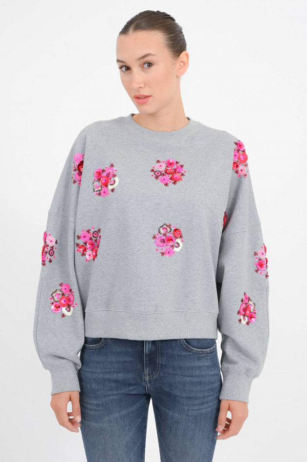 Essentiel Sweatshirt mit Blüten-Details in Grau/Pink