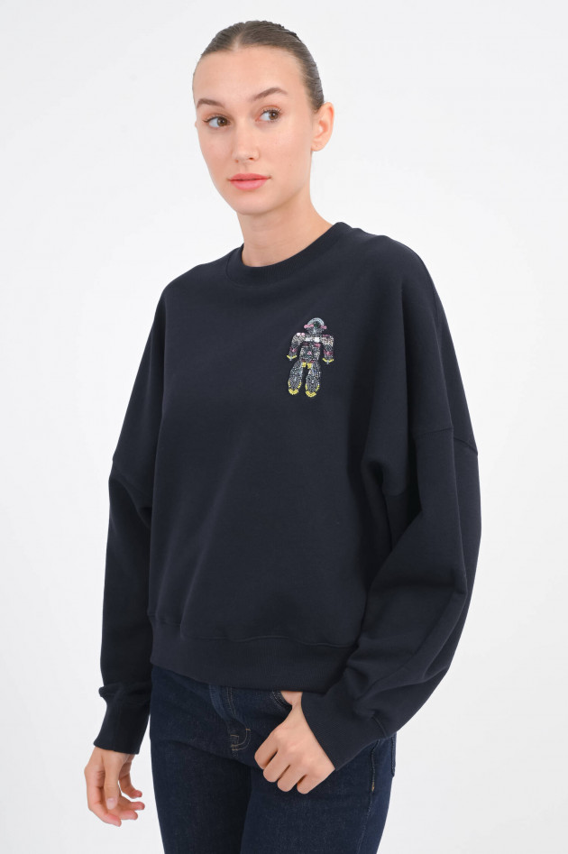 Essentiel Sweatshirt mit Perlen-Detail  in Navy