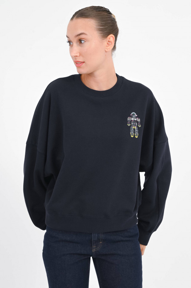 Essentiel Sweatshirt mit Perlen-Detail  in Navy