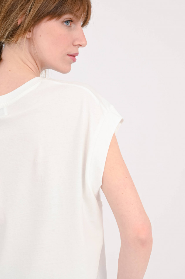 Essentiel T-Shirt FAUSTINA mit Paillettenaufdruck in Weiß