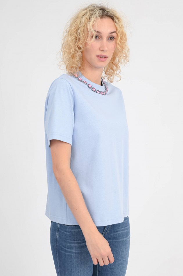 Essentiel T-Shirt mit Glitzer-Details in Hellblau