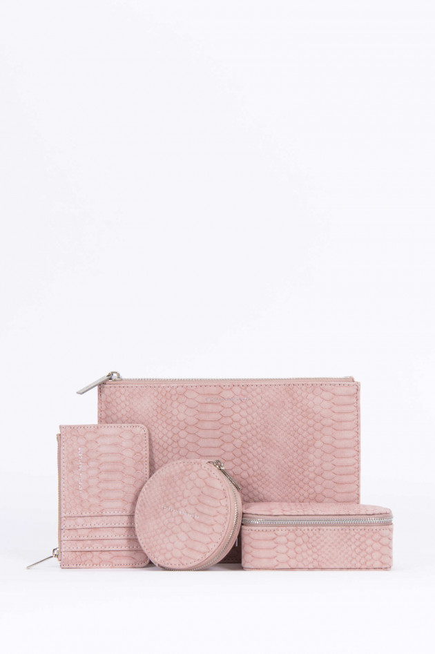 Estella Bartlett Rundes Etui in Schlangenoptik in Rosé
