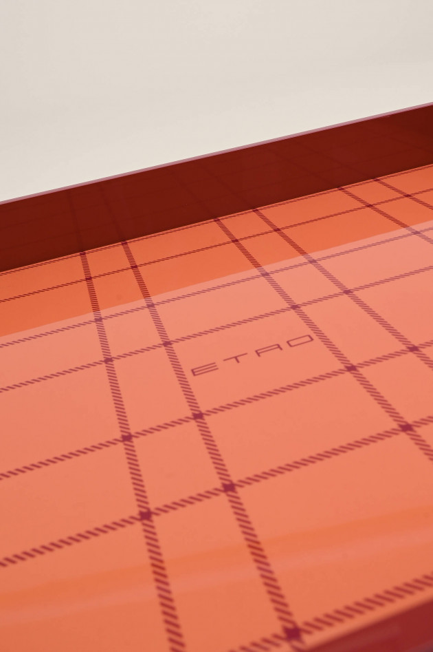 Etro Großes Tablett aus Holz in Rot/Orange