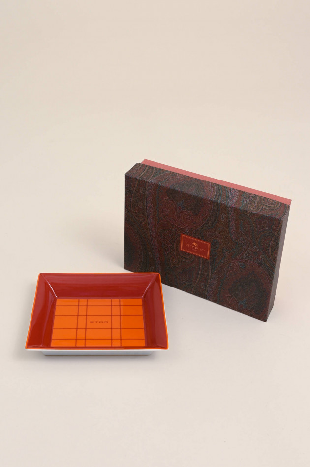 Etro Dekoratives Tablett in Rot/Orange