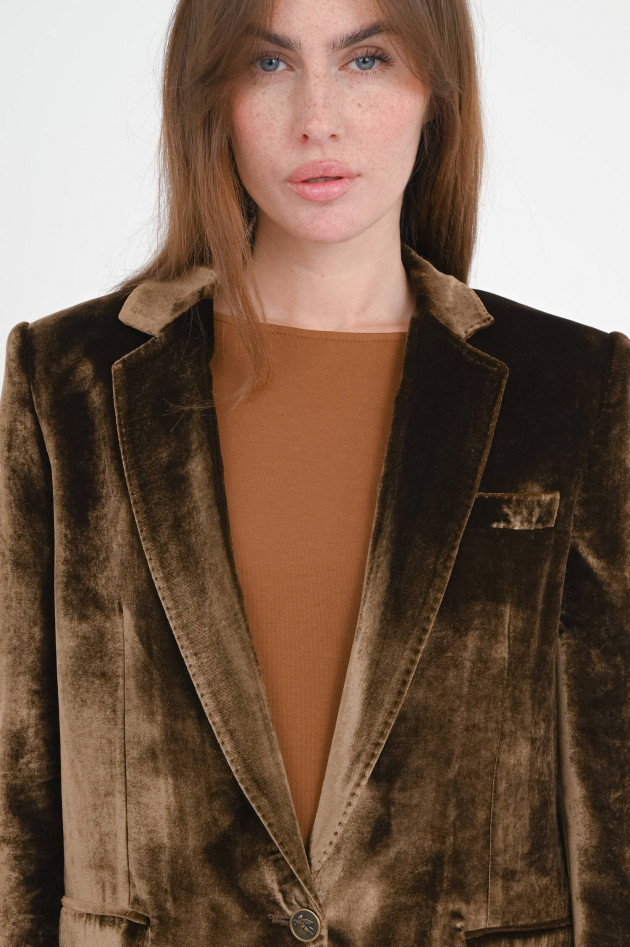 Etro Einreihiger Samtblazer in Glossy Tabak