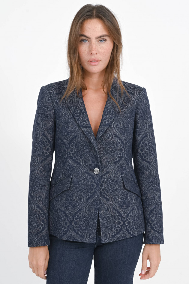Etro Denim Jacquard Blazer in Navy