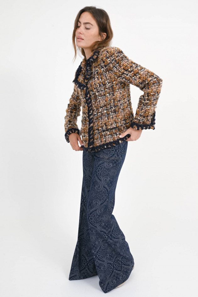 Etro Tweed Blazer mit Stick-Details in Multicolor