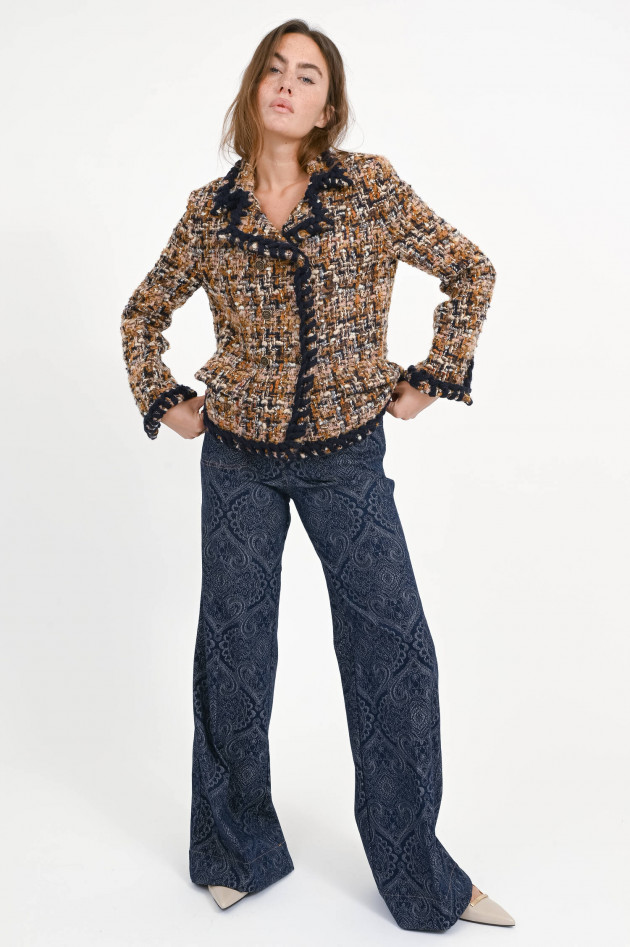 Etro Tweed Blazer mit Stick-Details in Multicolor