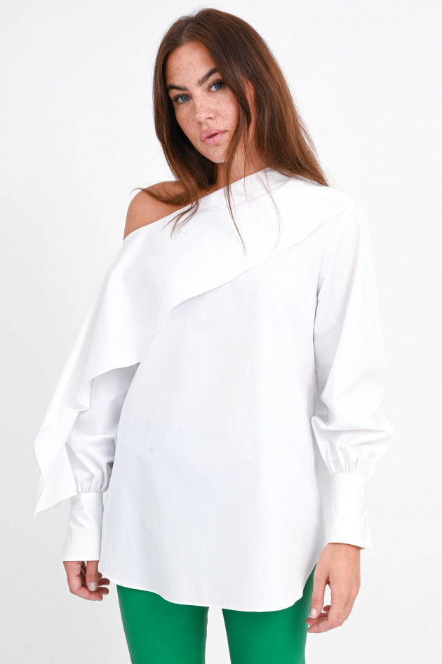 Etro Langarm One-Shoulder Bluse in Weiß