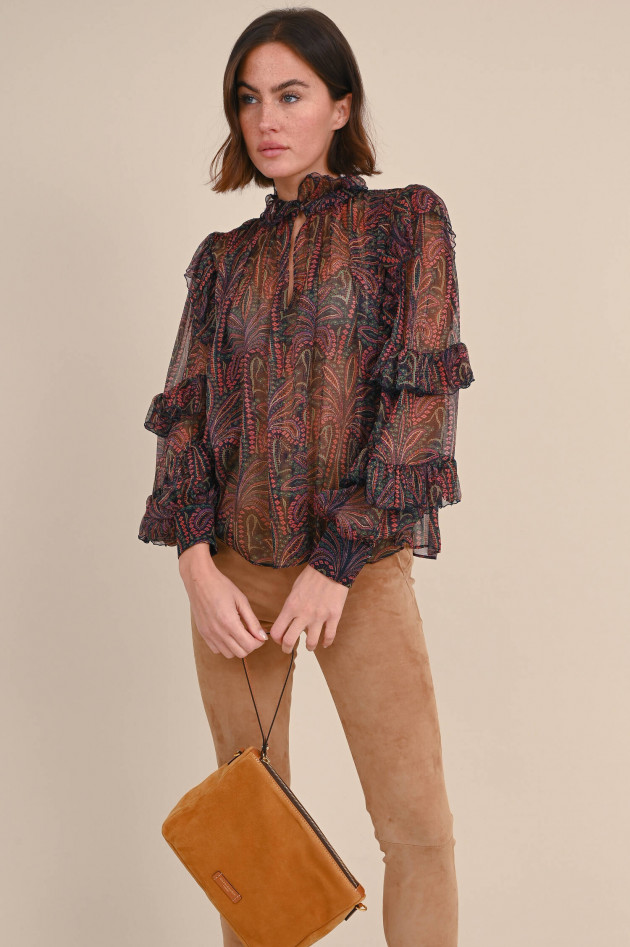 Etro Rüschen Bluse aus Seide in Multicolor