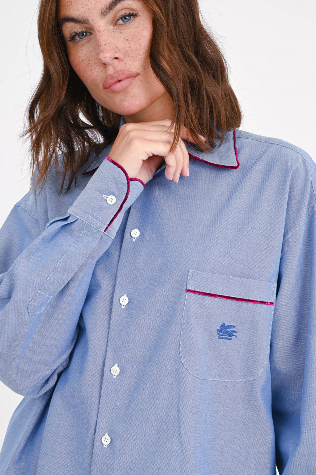 Etro Oversize-Bluse mit Samtdetails in Blau