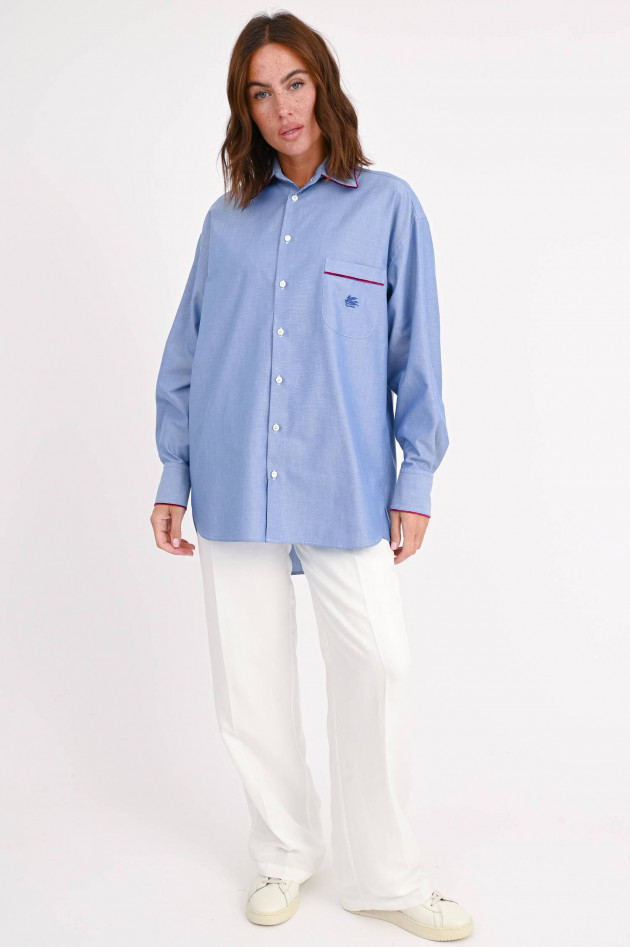 Etro Oversize-Bluse mit Samtdetails in Blau