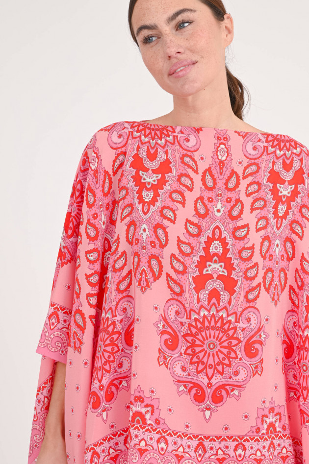 Etro Seiden-Cape/Poncho mit Paisley-Muster in Rosa/Rot