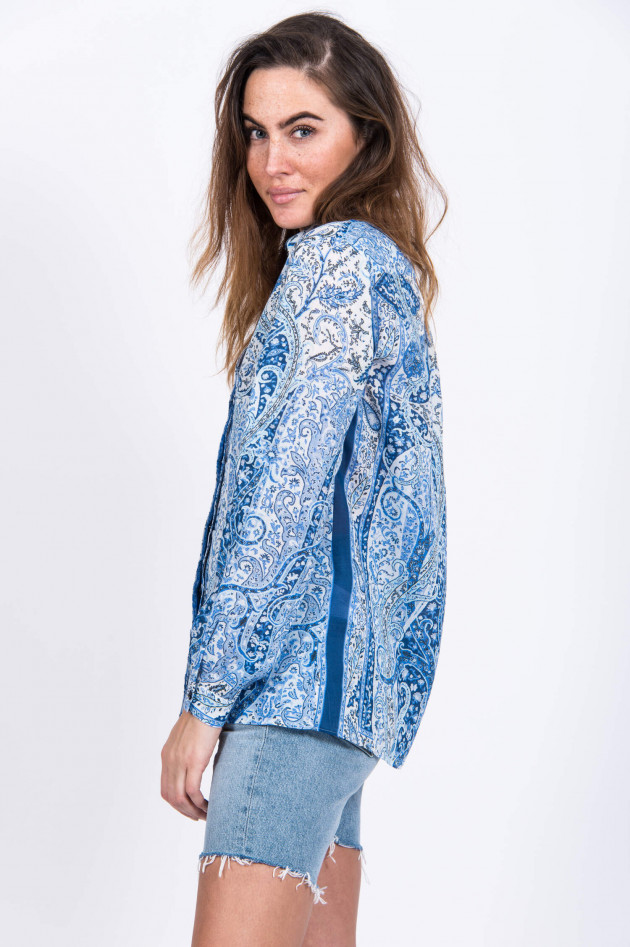 Etro Bluse im Paisley-Design in Hellblau gemustert