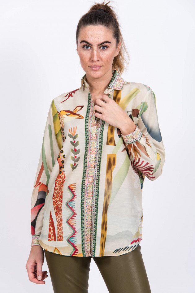 Etro Bluse mit Paisley-Bordüre in Natur gemustert