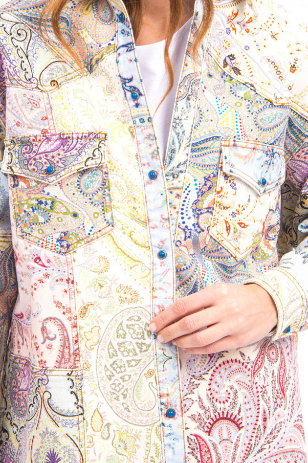 Etro Jeanshemd mit Paisley-Print in Multicolor