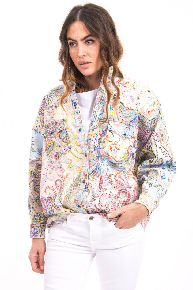 Etro Jeanshemd mit Paisley-Print in Multicolor