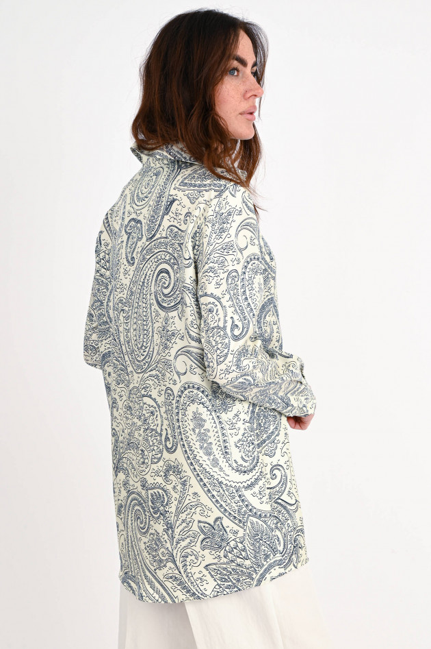 Etro Seidenbluse mit Paisley-Print in Weiß/Schwarz