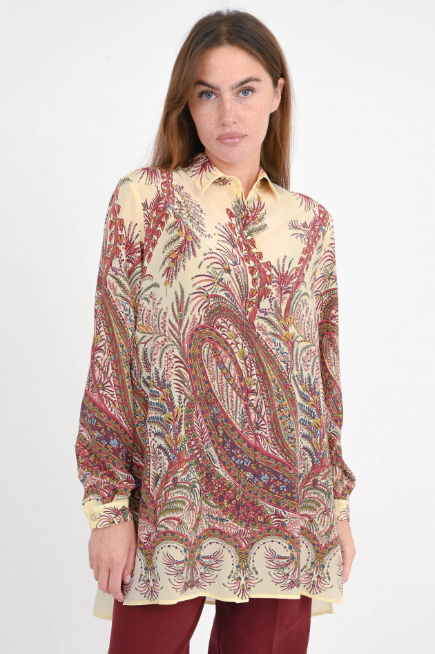Etro Lange Bluse mit Paisly-Muster in Creme/Multi