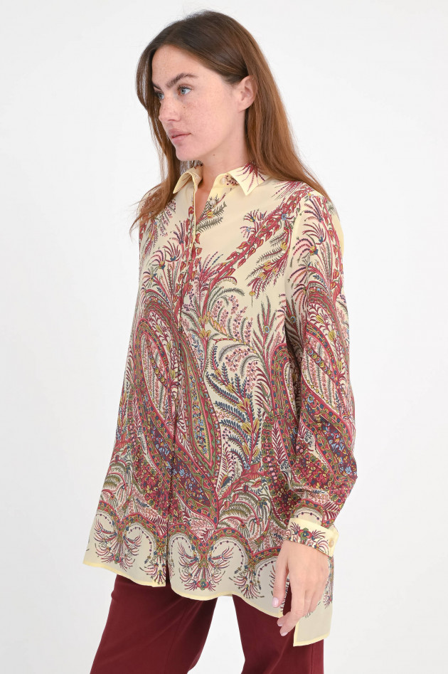 Etro Lange Bluse mit Paisly-Muster in Creme/Multi