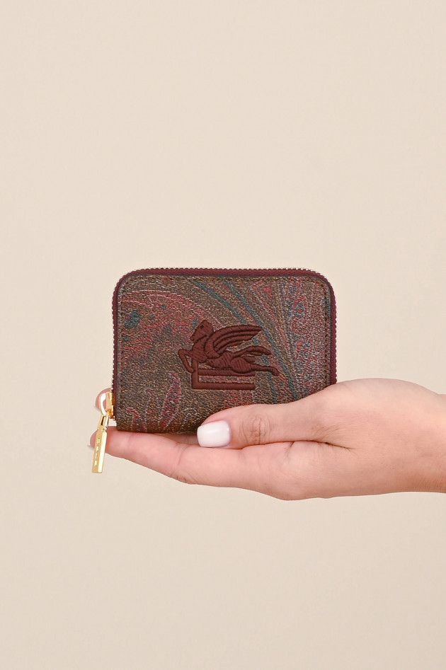 Etro Kleine Brieftasche mit Paisley-Print in Bordeaux