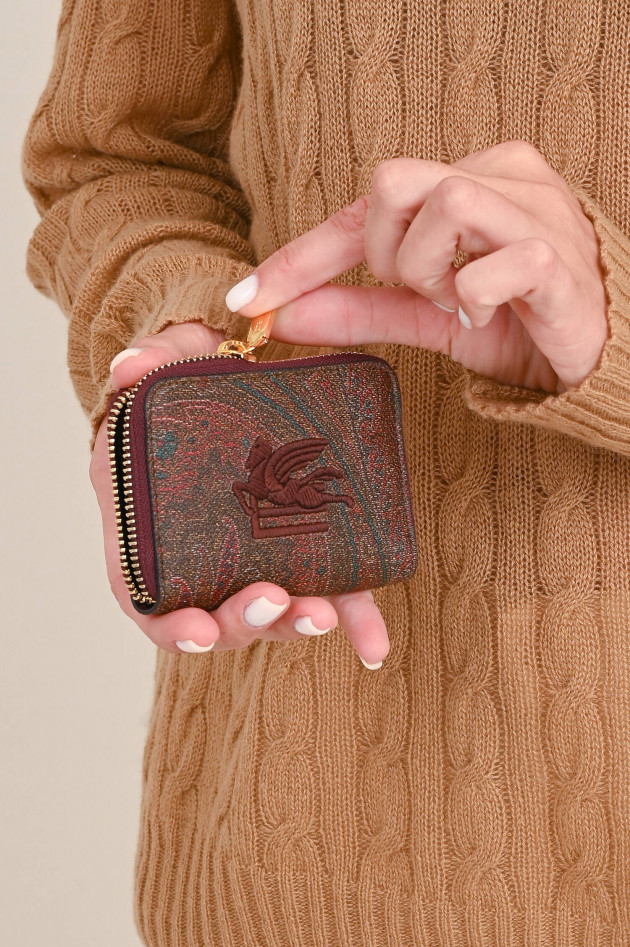 Etro Kleine Brieftasche mit Paisley-Print in Bordeaux