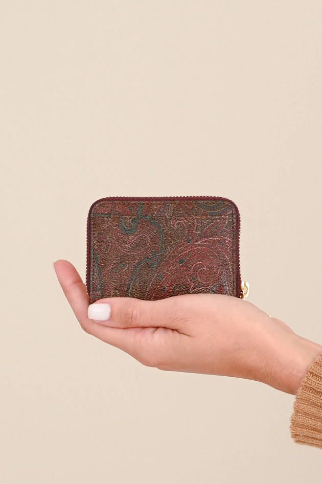Etro Kleine Brieftasche mit Paisley-Print in Bordeaux