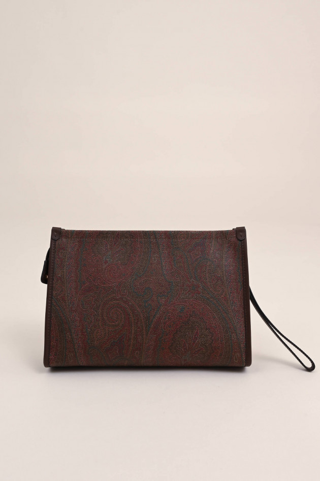 Etro Clutch mit Allover Paisley Muster in Braun