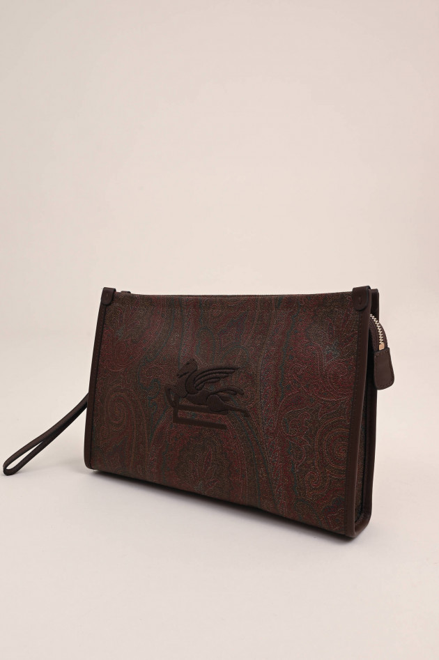 Etro Clutch mit Allover Paisley Muster in Braun