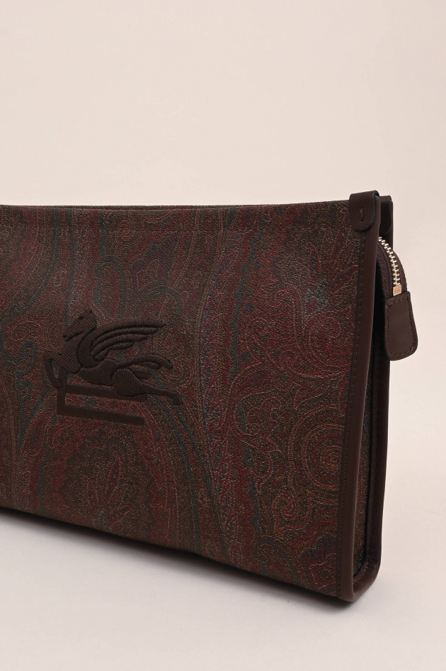 Etro Clutch mit Allover Paisley Muster in Braun