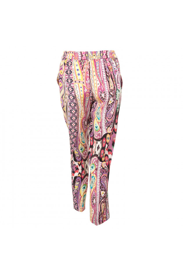 Etro Seidenhose in Lila/Pink gemustert