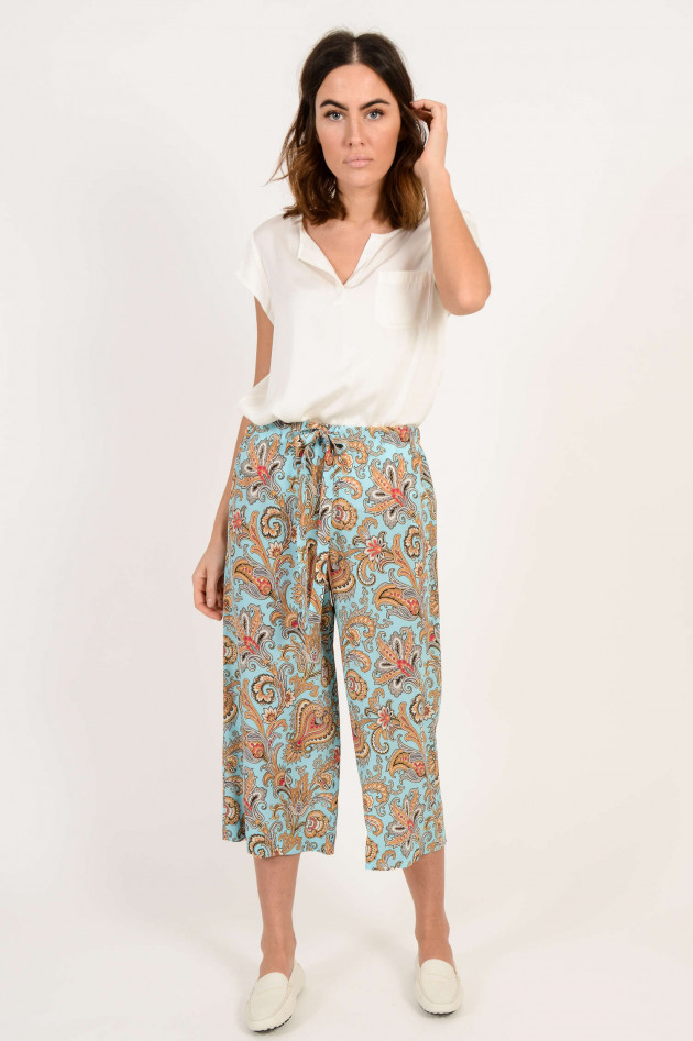 Etro Seidenhose mit Paisleymuster in Blau