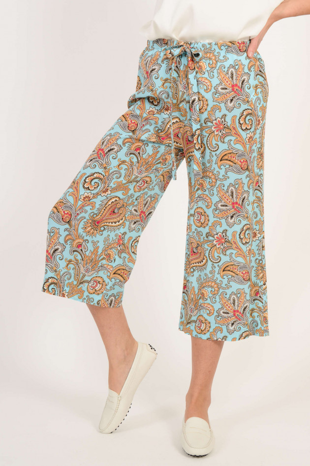 Etro Seidenhose mit Paisleymuster in Blau