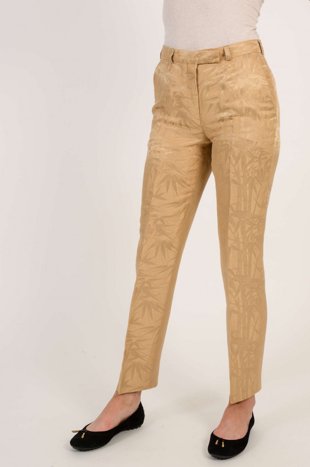 Etro Hose aus Leinen/Seiden Jacquard in Beige