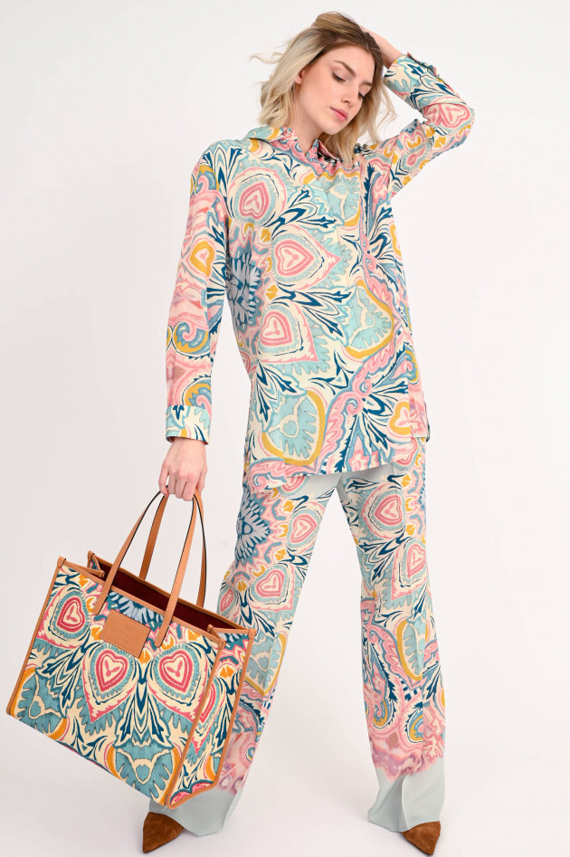 Etro Seidenhose mit Print in Hellblau