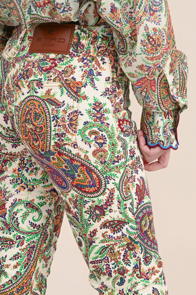 Etro Jeanshose mit Paisly-Muster in Natur/Multicolor