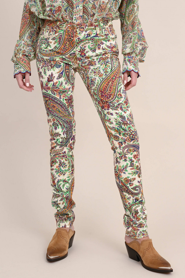 Etro Jeanshose mit Paisly-Muster in Natur/Multicolor