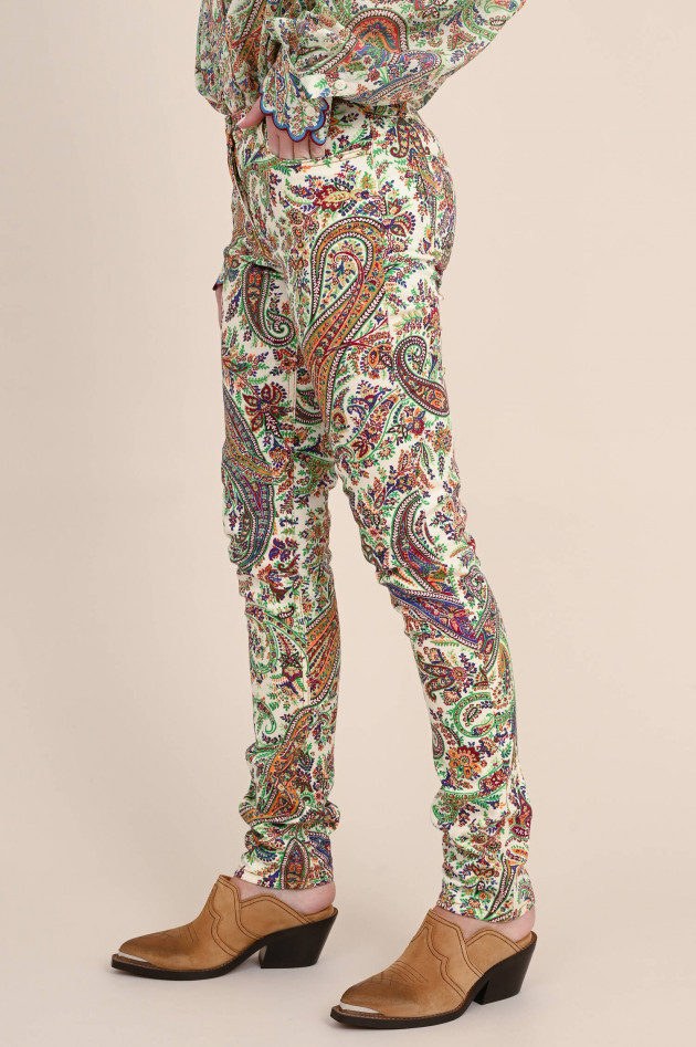 Etro Jeanshose mit Paisly-Muster in Natur/Multicolor