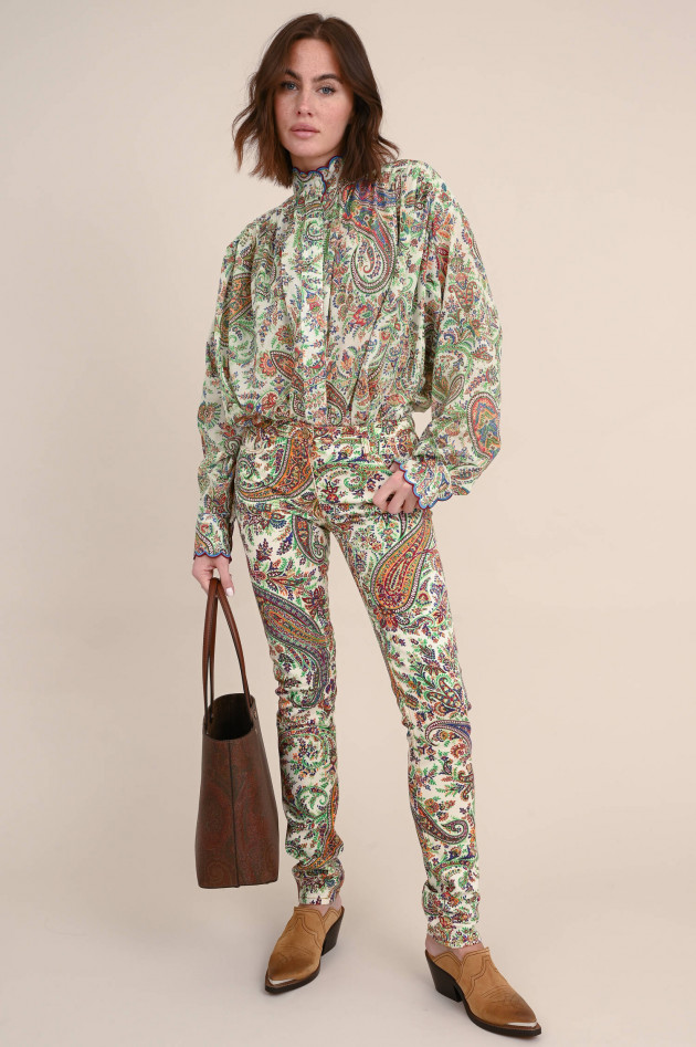 Etro Jeanshose mit Paisly-Muster in Natur/Multicolor