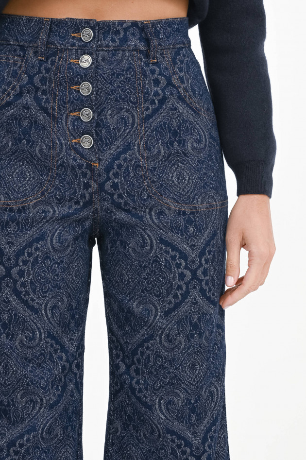 Etro Jaquard Schlaghose in Denim