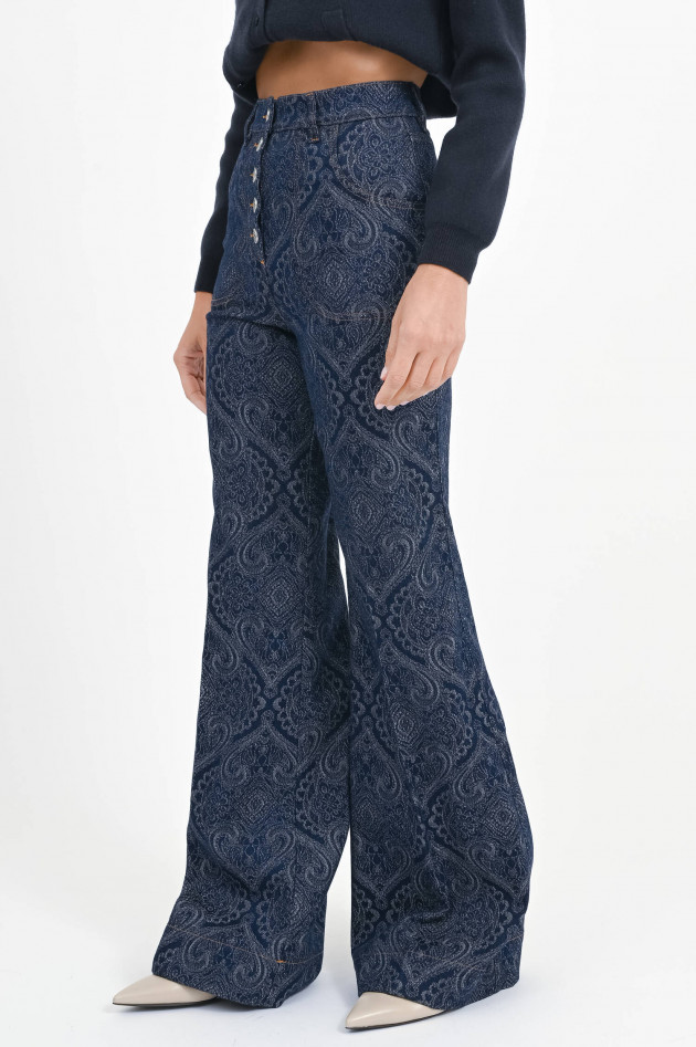 Etro Jaquard Schlaghose in Denim