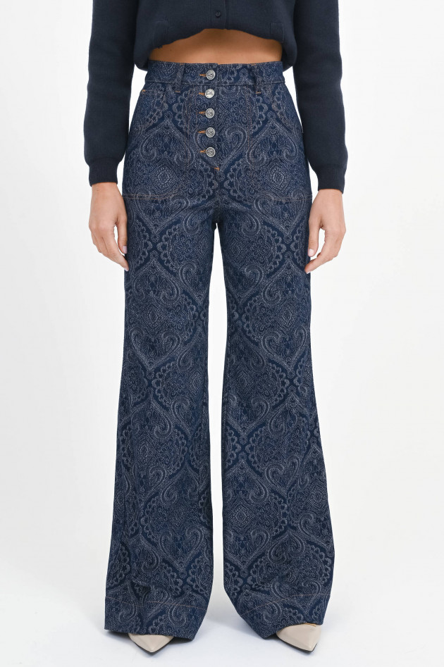 Etro Jaquard Schlaghose in Denim